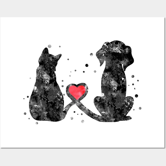 Cat and dog, Wall Art by RosaliArt